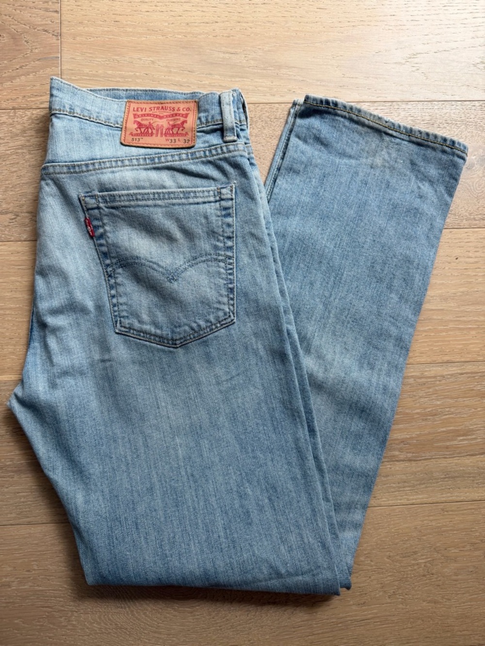 Levi’s 513 Slim Straight Jeans Men’s 33x32 Light Wash Denim - Picture 4 of 4